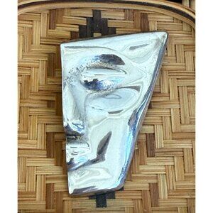 Vintage 70's Modernist Mexico 925 Silver Half Face Brooch 12.8 grams